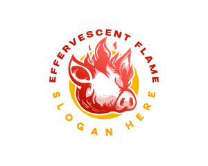 Flaming Pig BBQ Grill logo design