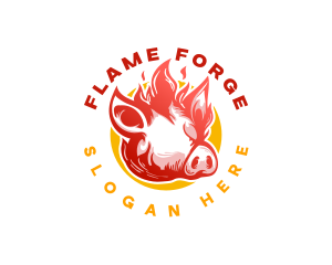 Flaming Pig BBQ Grill logo design