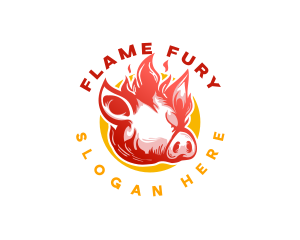 Flaming Pig BBQ Grill logo design