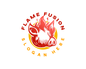 Flaming Pig BBQ Grill logo design