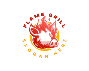 Flaming Pig BBQ Grill logo design