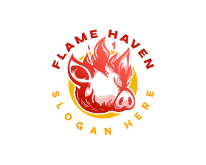 Flaming Pig BBQ Grill logo design