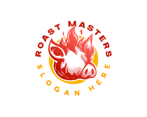 Flaming Pig BBQ Grill logo design