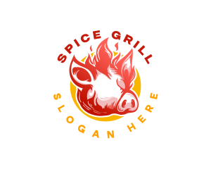 Flaming Pig BBQ Grill logo design