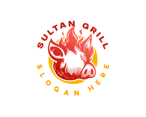 Flaming Pig BBQ Grill logo design