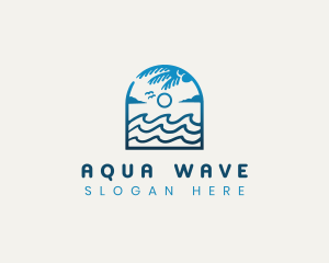 Beach Wave Palm Tree logo