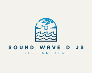 Beach Wave Palm Tree logo design