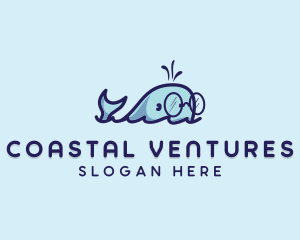 Smart Whale Animal logo design