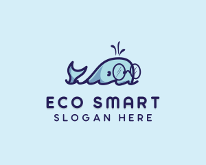 Smart Whale Animal logo design