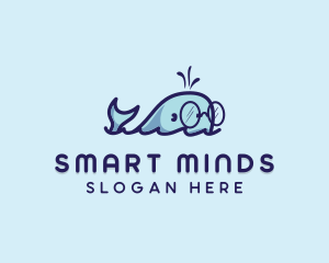 Smart Whale Animal logo design