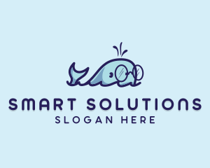 Smart Whale Animal logo design