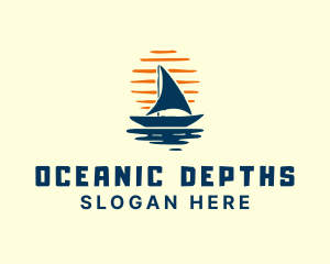 Sunset Boat Ocean logo design