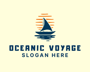 Sunset Boat Ocean logo design