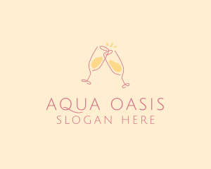 Champagne Glass Toast logo design