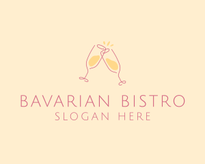 Champagne Glass Toast logo design