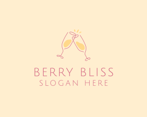 Champagne Glass Toast logo design