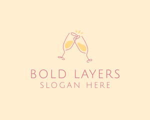 Champagne Glass Toast logo design