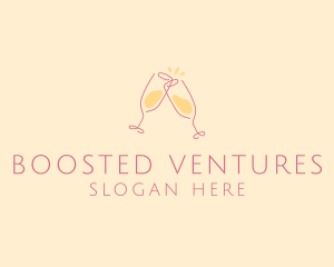 Champagne Glass Toast logo design