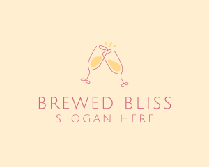 Champagne Glass Toast logo design