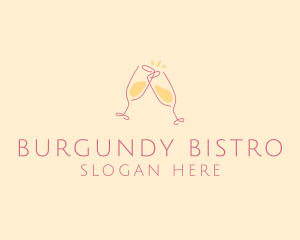 Champagne Glass Toast logo design