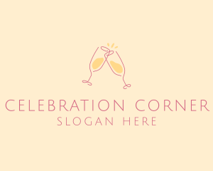 Champagne Glass Toast logo design