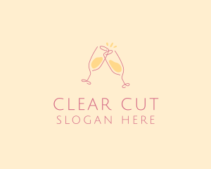 Champagne Glass Toast logo design