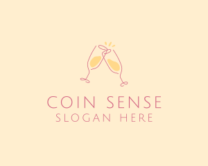 Champagne Glass Toast logo design