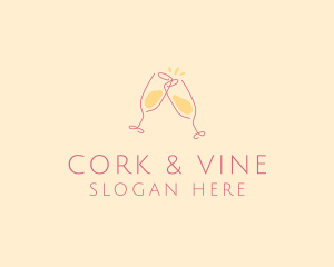 Champagne Glass Toast logo design