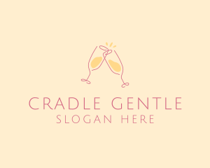 Champagne Glass Toast logo design