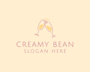 Champagne Glass Toast logo design