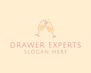 Champagne Glass Toast logo design