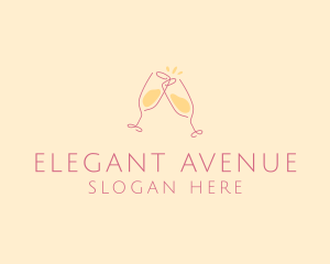 Champagne Glass Toast logo design