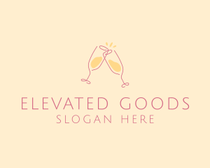 Champagne Glass Toast logo design