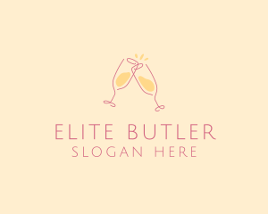 Champagne Glass Toast logo design