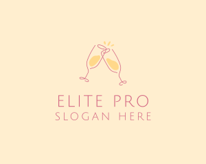 Champagne Glass Toast logo design