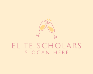 Champagne Glass Toast logo design