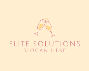 Champagne Glass Toast logo design