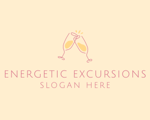 Champagne Glass Toast logo design