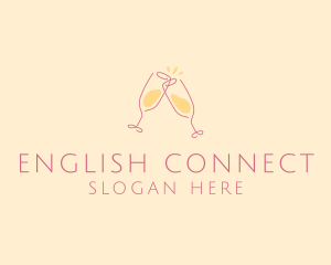 Champagne Glass Toast logo design