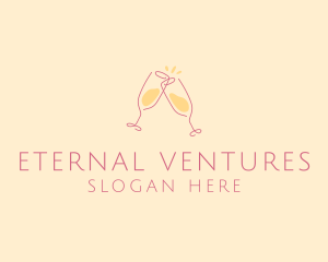 Champagne Glass Toast logo design