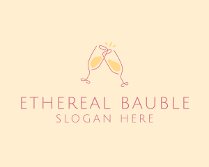 Champagne Glass Toast logo design