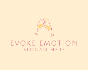 Champagne Glass Toast logo design