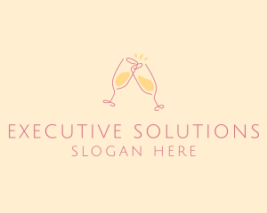 Champagne Glass Toast logo design