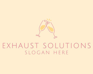 Champagne Glass Toast logo design