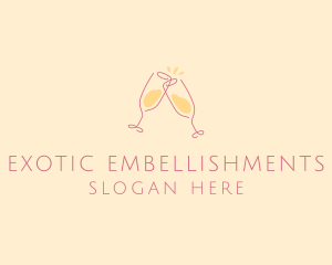 Champagne Glass Toast logo design