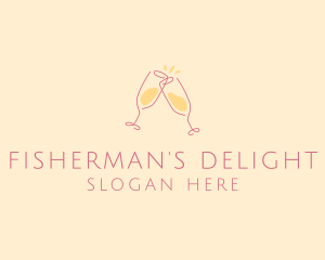 Champagne Glass Toast logo design