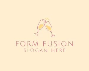 Champagne Glass Toast logo design