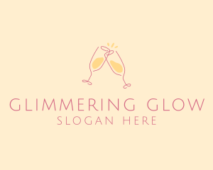 Champagne Glass Toast logo design