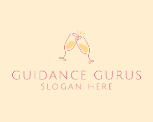 Champagne Glass Toast logo design