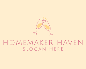 Champagne Glass Toast logo design